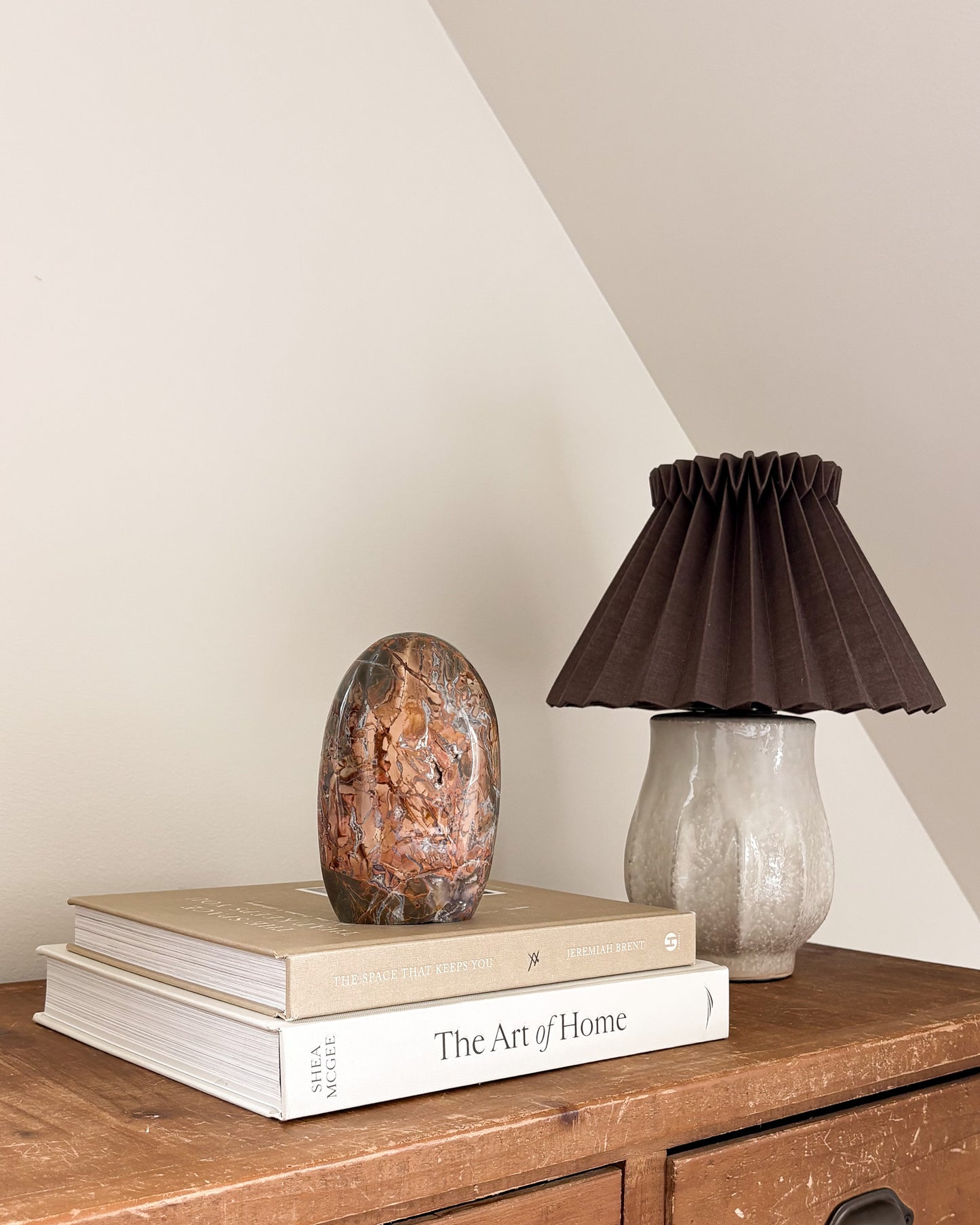 Ibis Jasper sculpture with natural earthy stone patterns