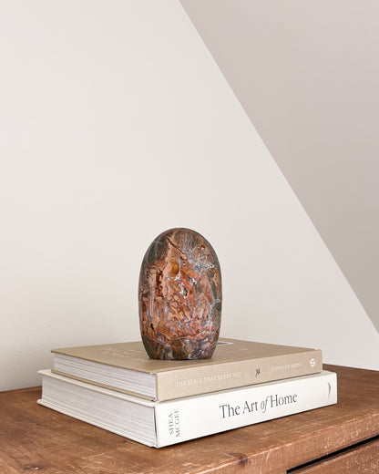 Polished Ibis Jasper sculpture for console table decor