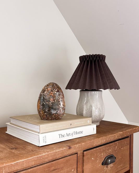 Ibis Jasper sculpture with organic brown and neutral tones