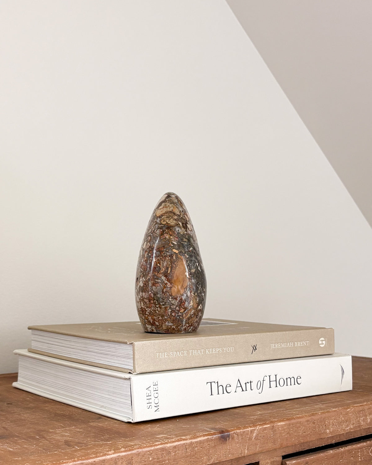 Polished Ibis Jasper sculpture for console table decor