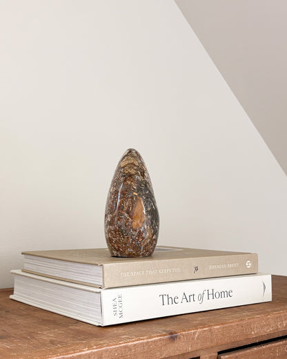 Polished Ibis Jasper sculpture for console table decor
