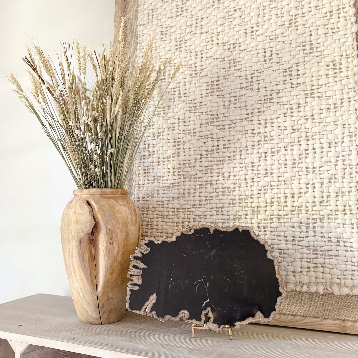 decorative black petrified wood slab