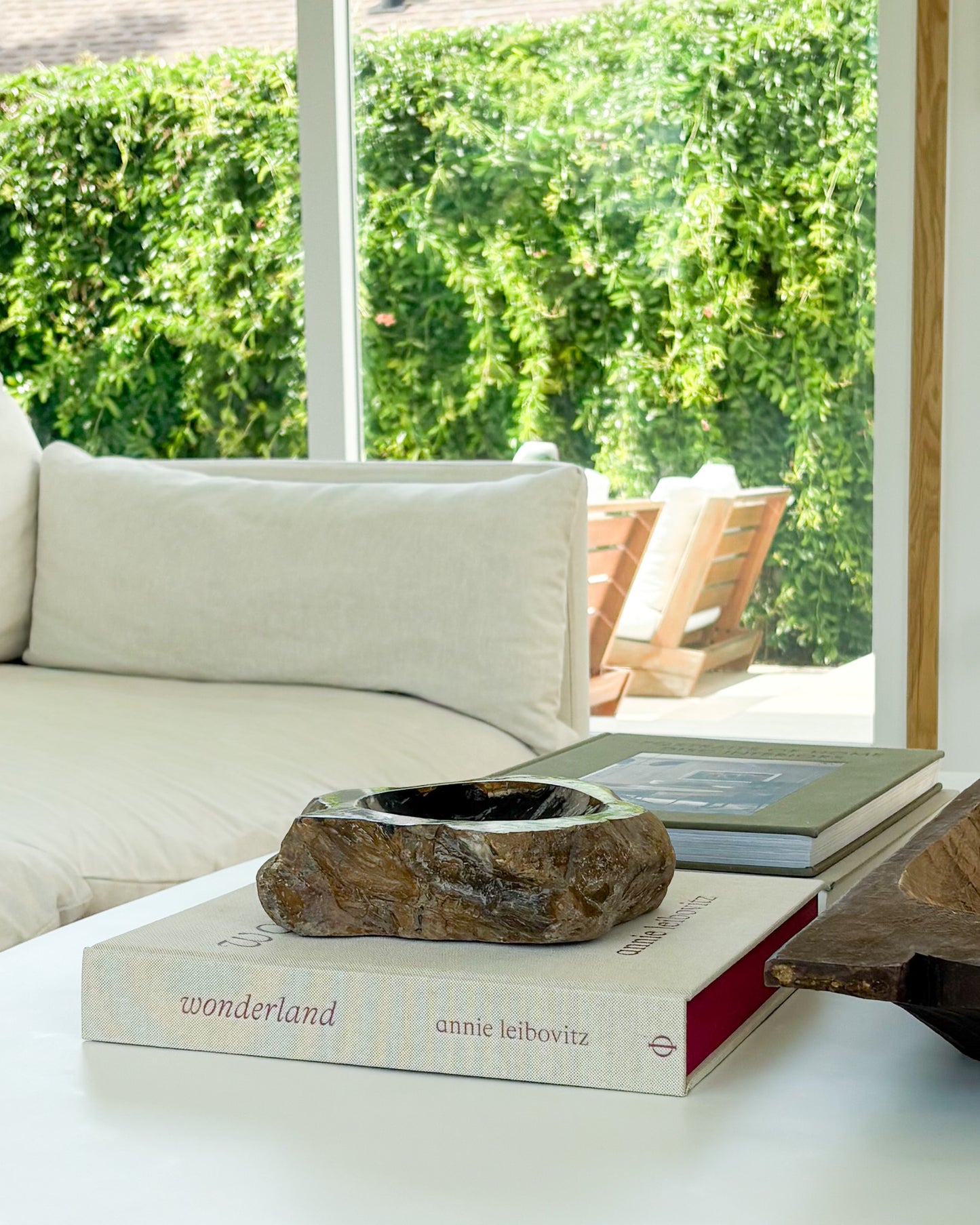 Artisan-crafted Indonesian petrified wood bowl for modern organic home décor