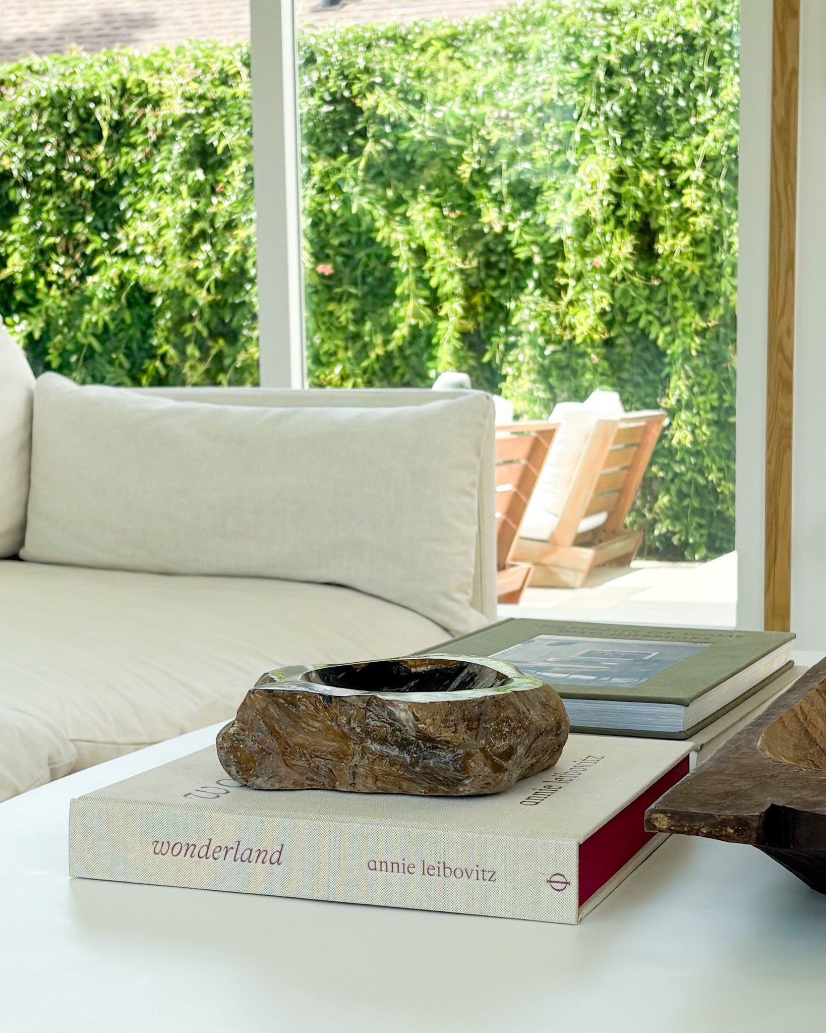 Artisan-crafted Indonesian petrified wood bowl for modern organic home décor