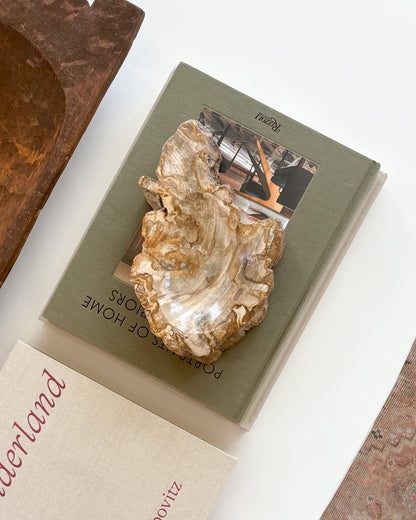 One-of-a-kind petrified wood bowl handcrafted from fossilized wood in Indonesia