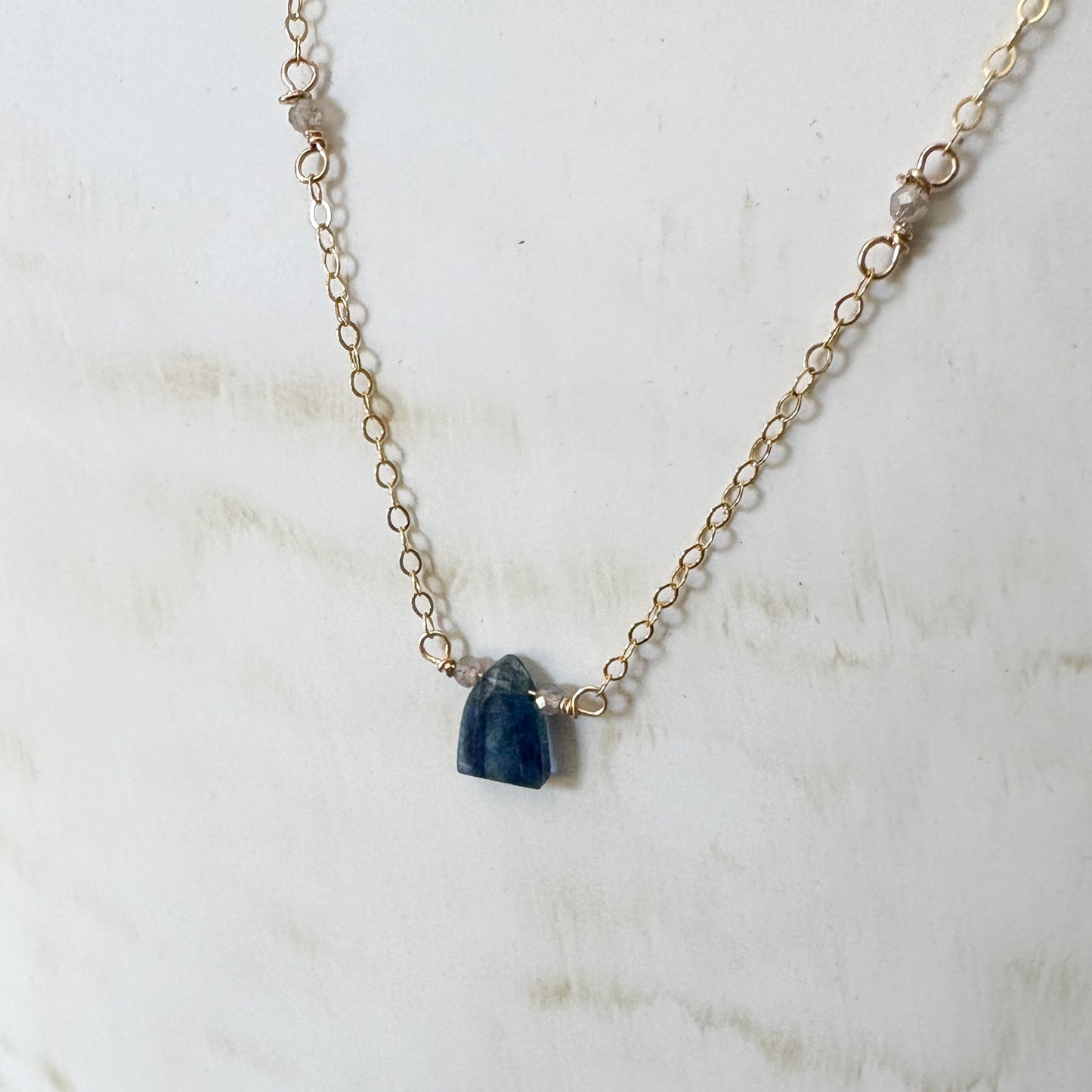 blue crystal jewelry, minimalist necklace