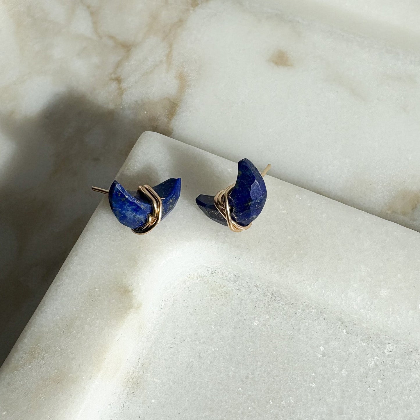 modern gemstone earrings, minimalist blue gemstone stud earrings