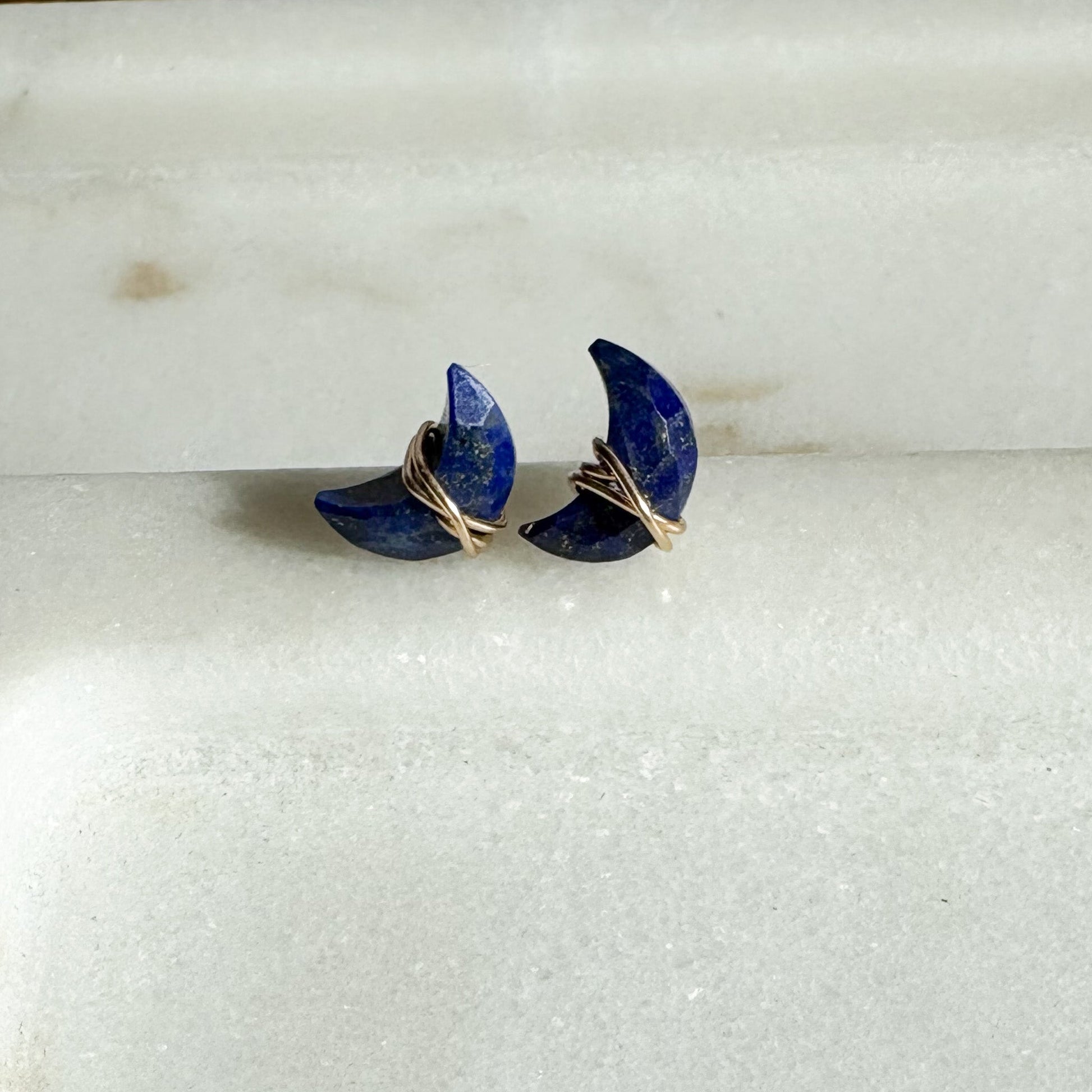 modern minimal gemstone earrings, blue crystal earrings