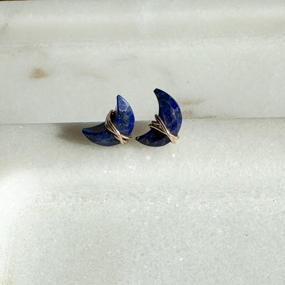 modern minimal gemstone earrings, blue crystal earrings