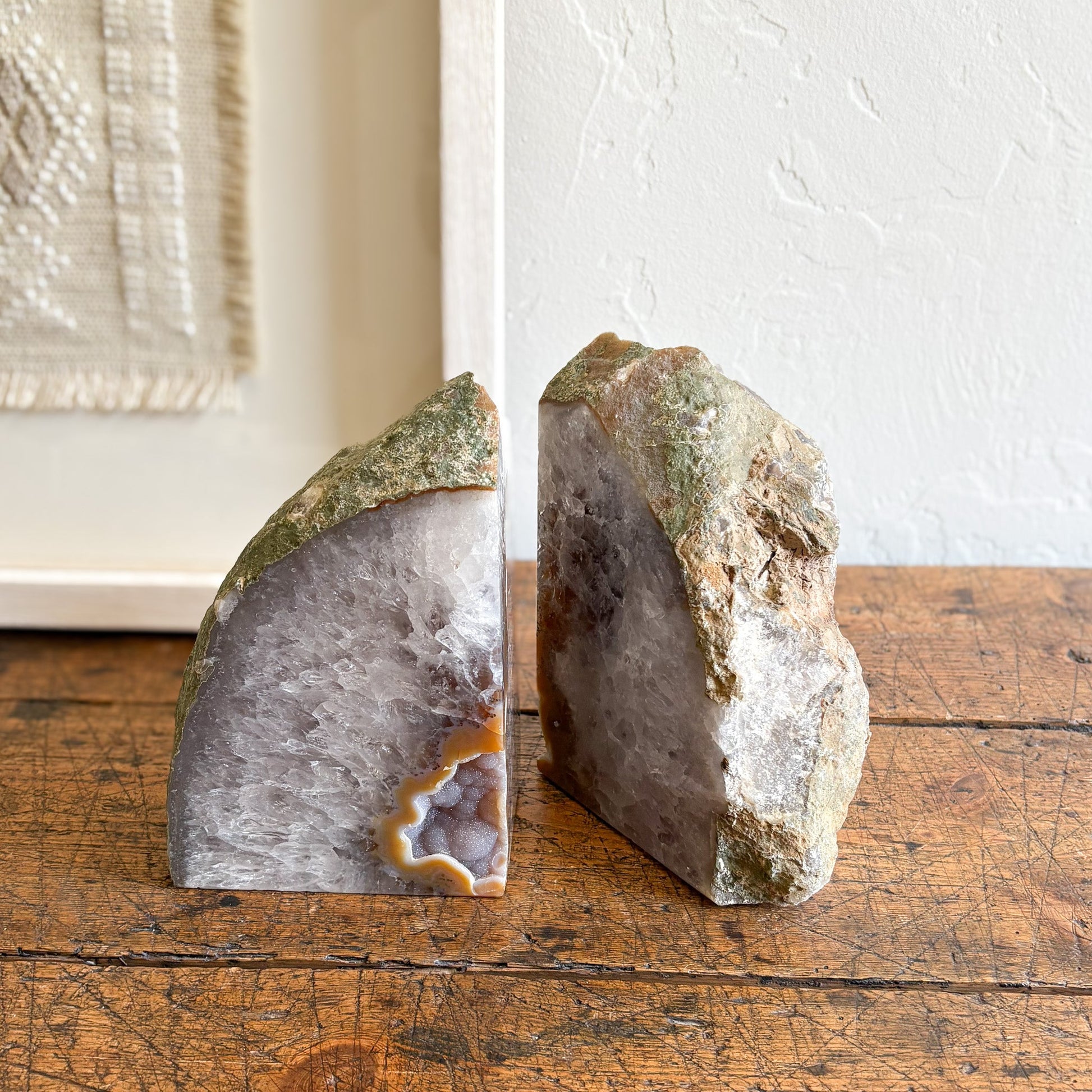 natural stone bookends, modern organic home decor