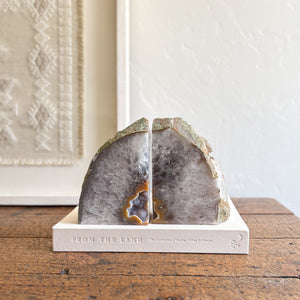 natural brazilian agate geode center bookend pair, natural home accents