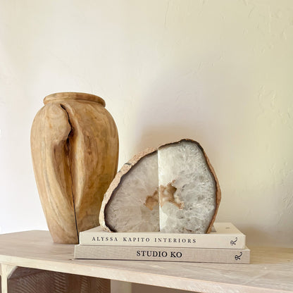 large white agate geode center bookends