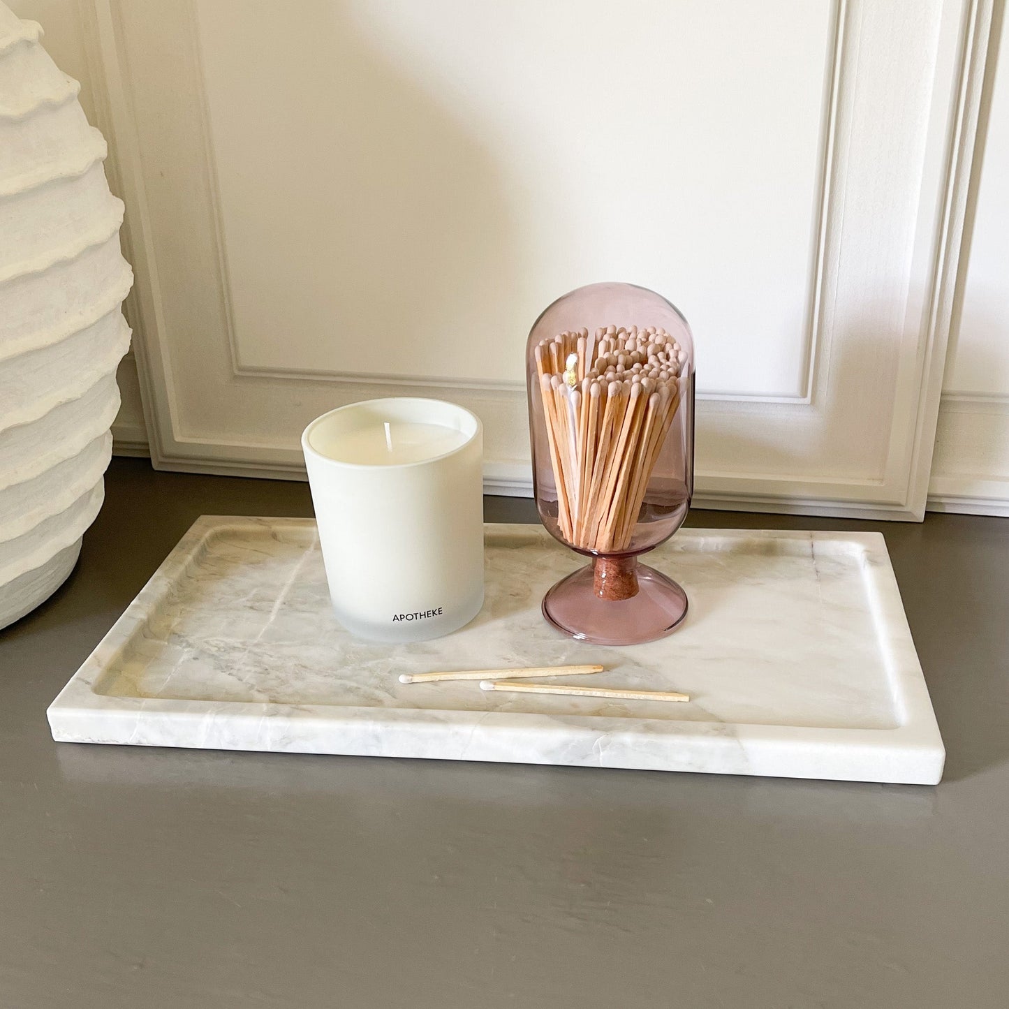 decorative white and grey marble tray, marble home accents