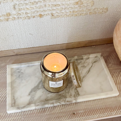 white and grey marble accent tray