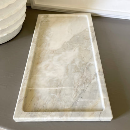 large white and grey marble tray
