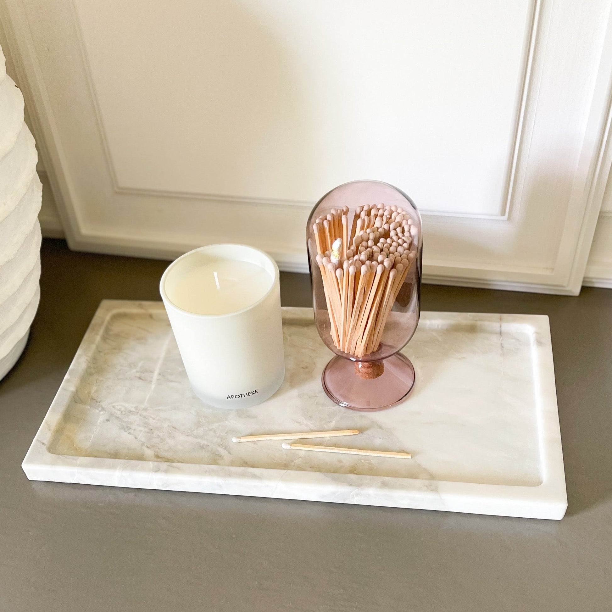 decorative white and grey marble tray