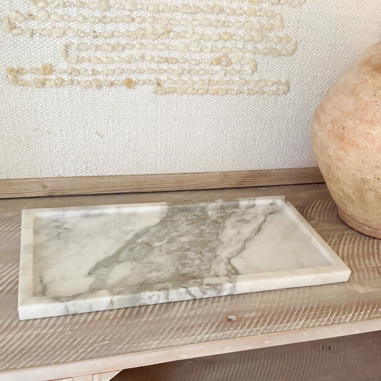 white and gray marble coffee table tray, neutral home accents