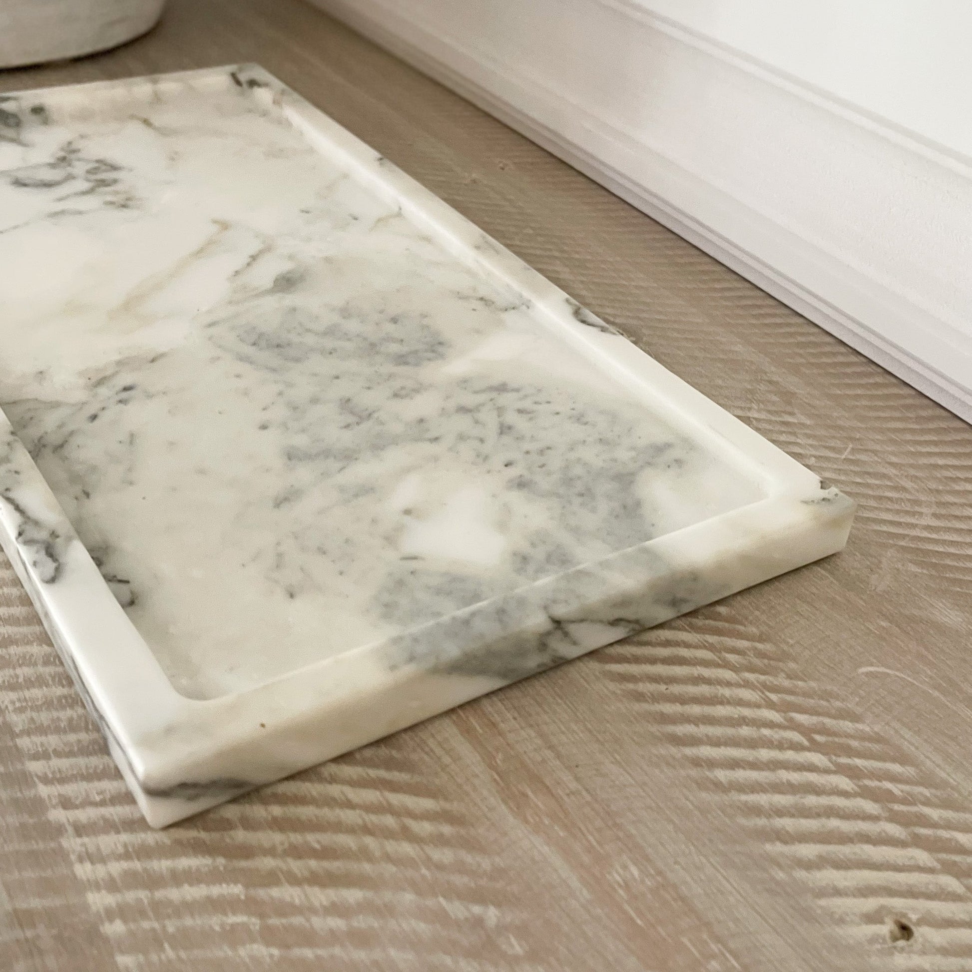 unique marble tray, white and grey marble accent tray