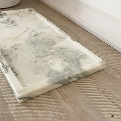 unique marble tray, white and grey marble accent tray