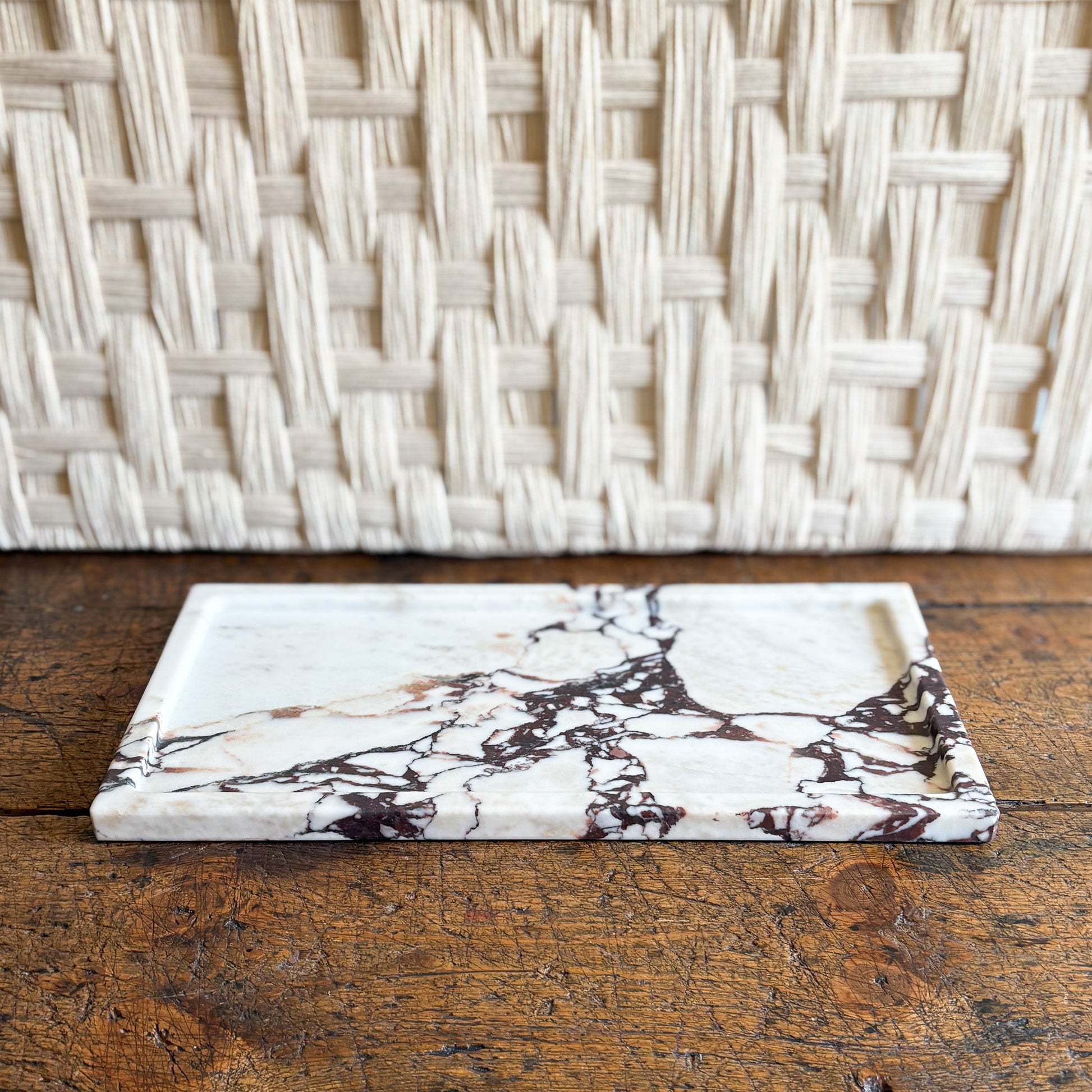 natural brown and white marble stone tray