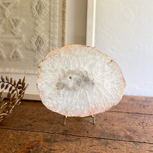 decorative agate platter on stand, natural home accents