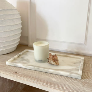 large white and grey marble tray