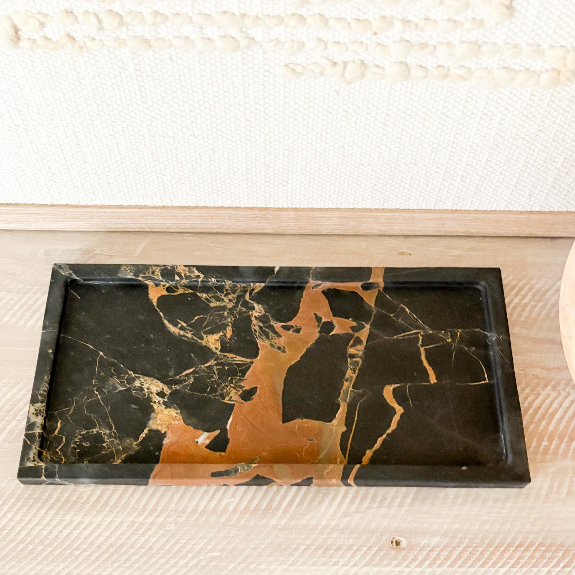 black and gold marble coffee table tray