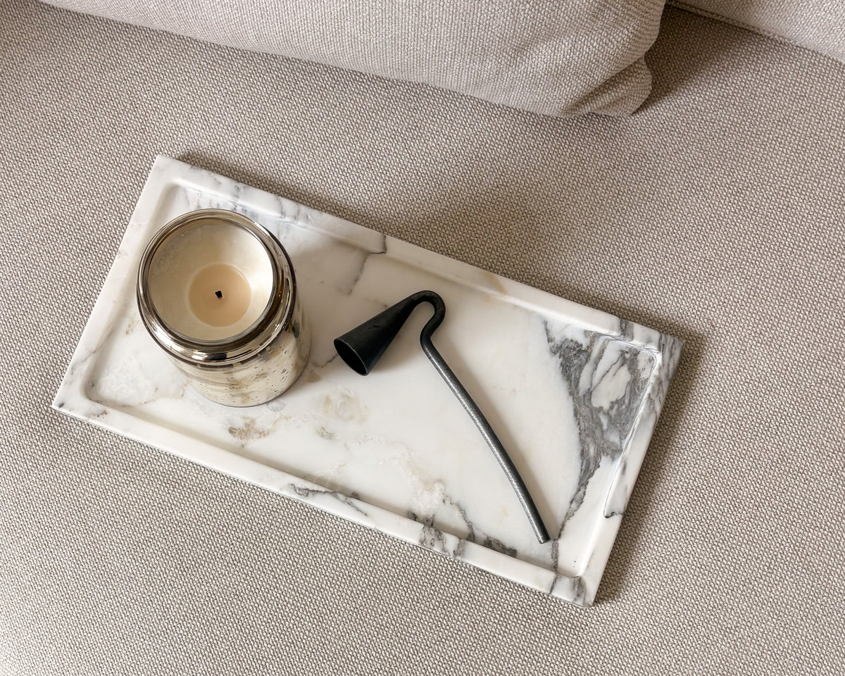Calacatta Vagli marble tray with natural grey and warm-toned veining