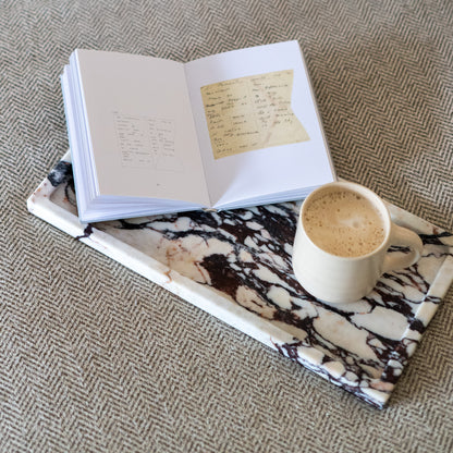 Decorative Italian marble tray with unique purple and burgundy veining