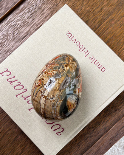 Large decorative Ibis Jasper egg for modern organic and nature-inspired interiors