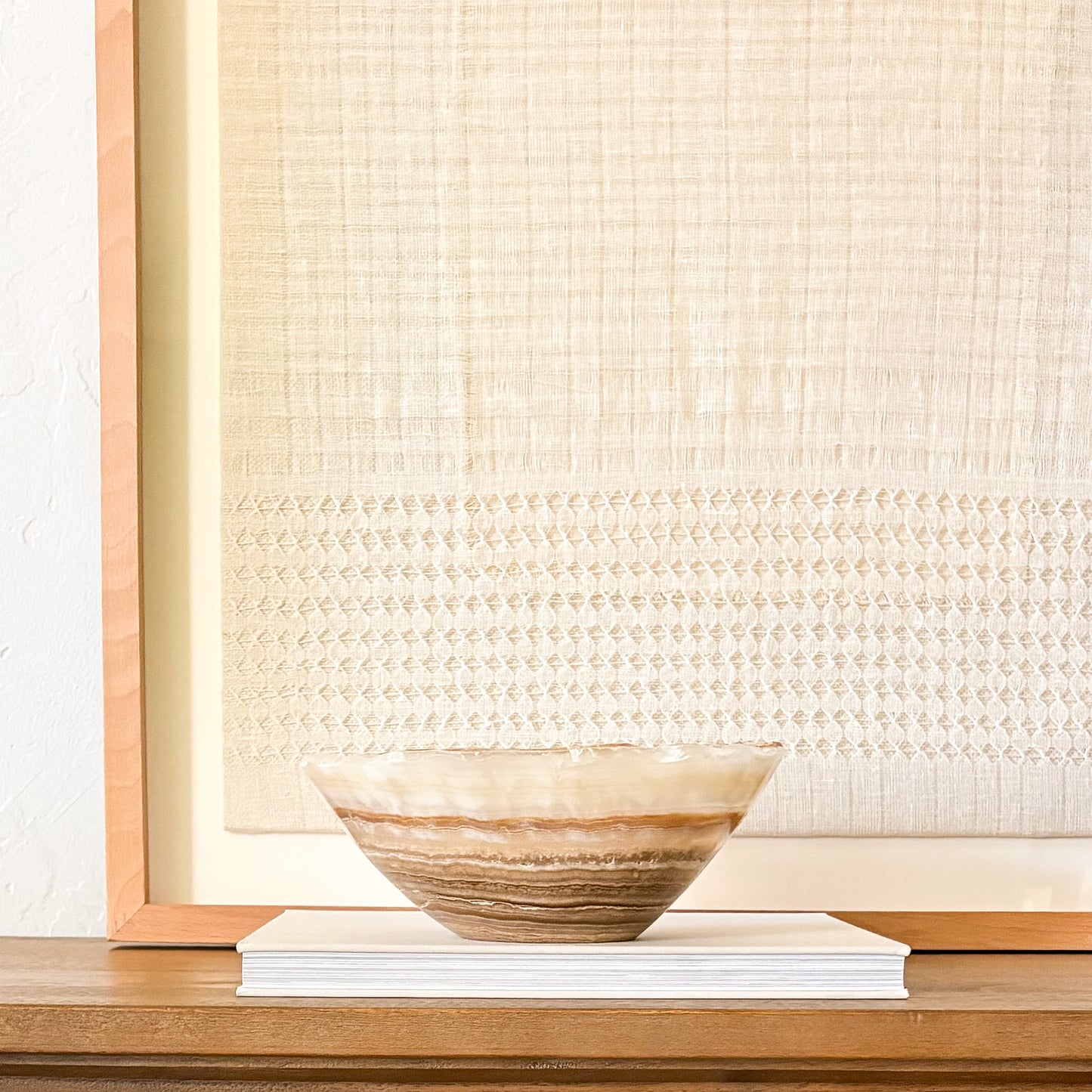 Amber onyx bowl handcrafted from solid stone, elegant home decor