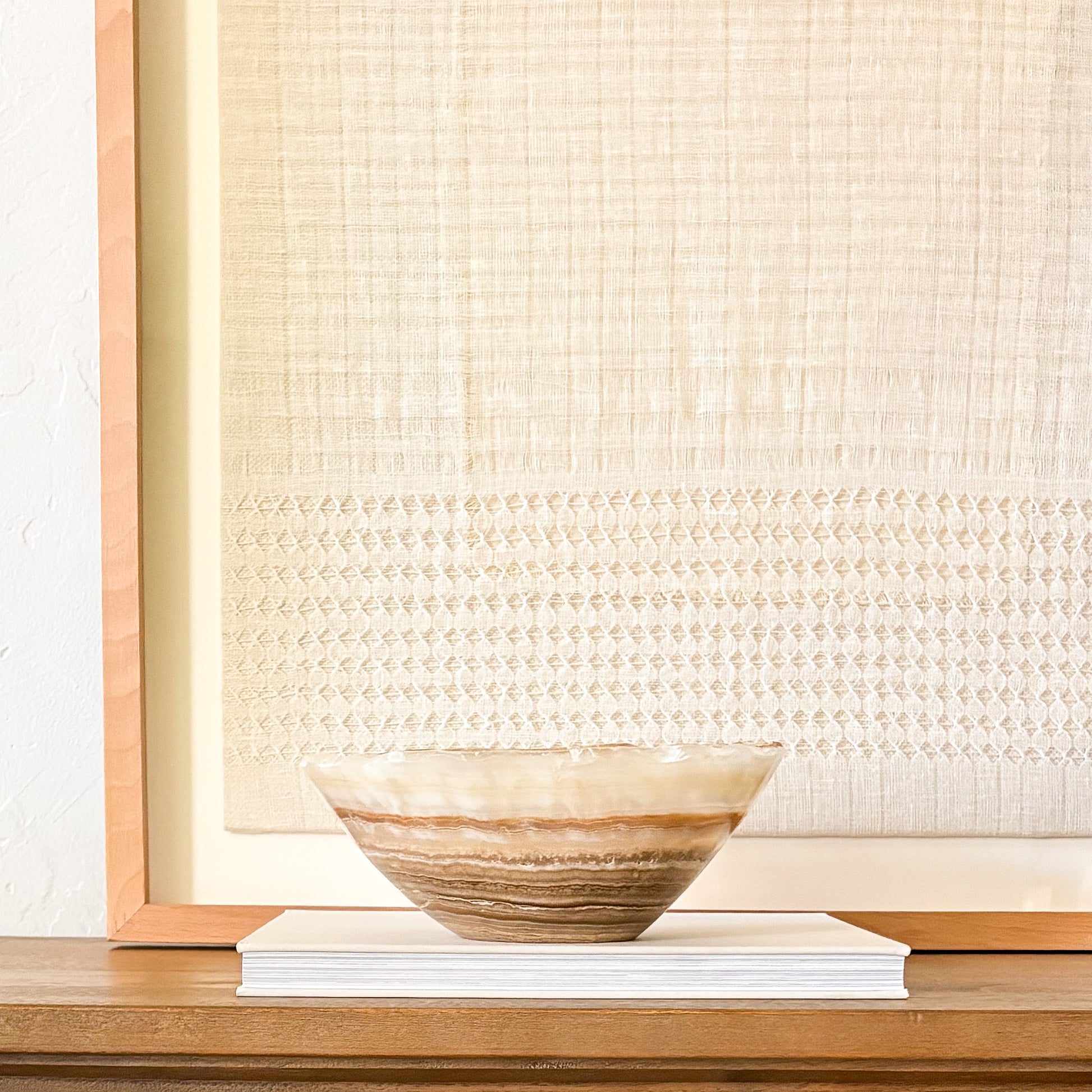 Amber onyx bowl handcrafted from solid stone, elegant home decor