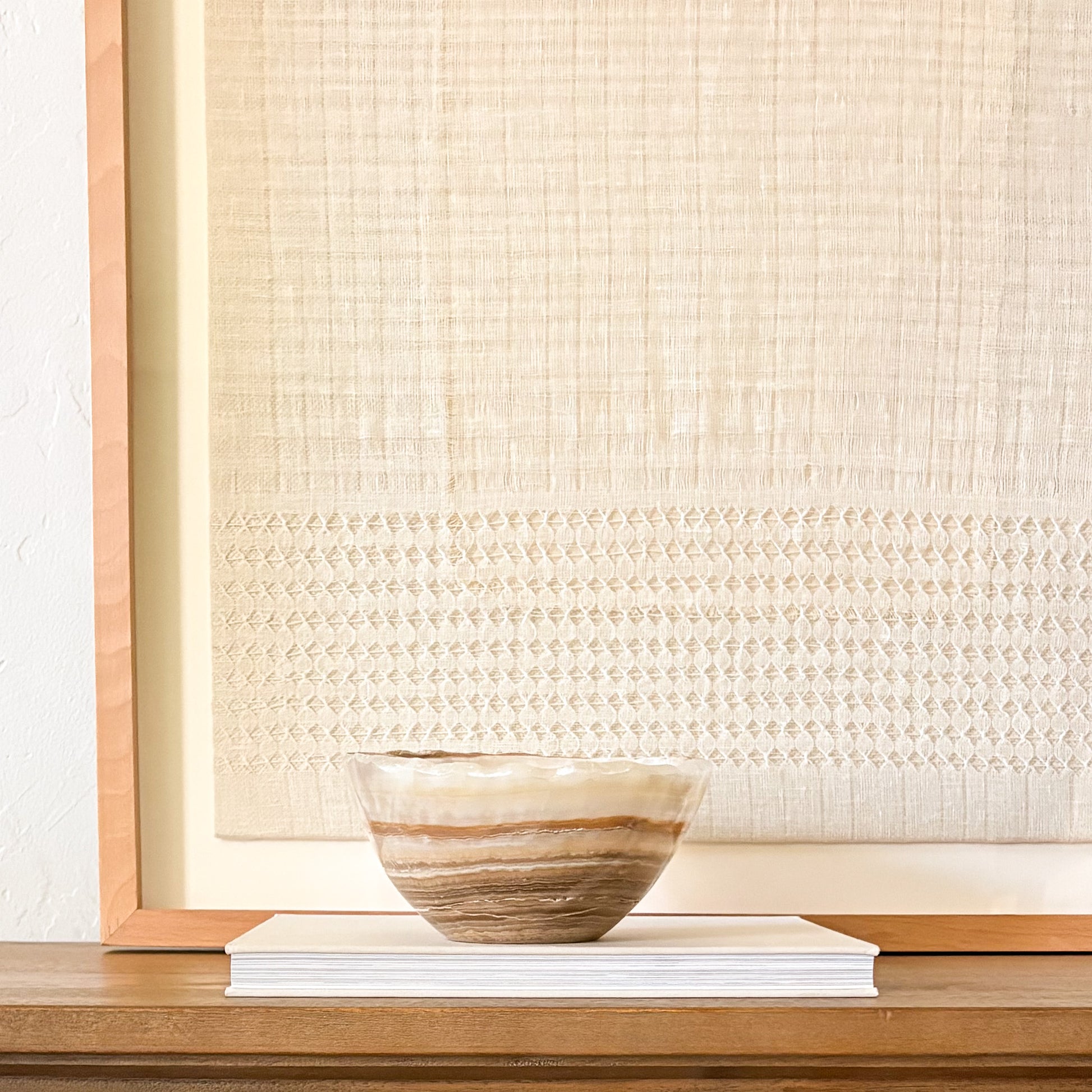 Luxury amber onyx stone bowl, hand-carved and polished