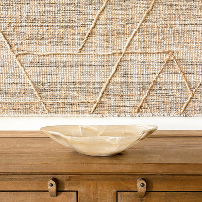 Artisan carved onyx bowl in amber hues for modern home styling