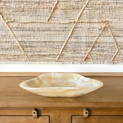Elegant amber onyx stone bowl for coffee table décor