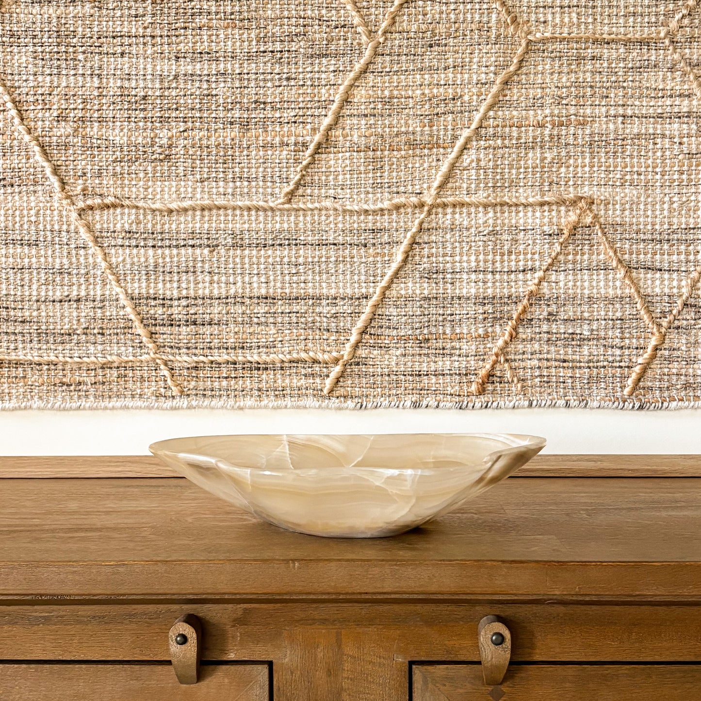 Polished amber onyx decorative bowl handcrafted from solid stone