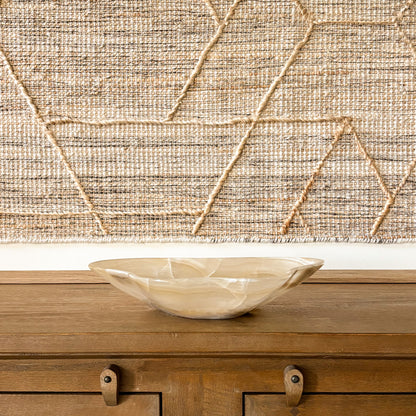 Polished amber onyx decorative bowl handcrafted from solid stone
