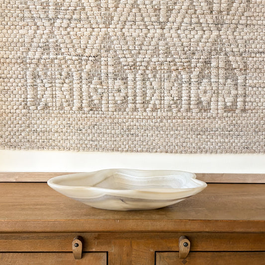 Large hand carved grey onyx bowl natural stone decorative centerpiece