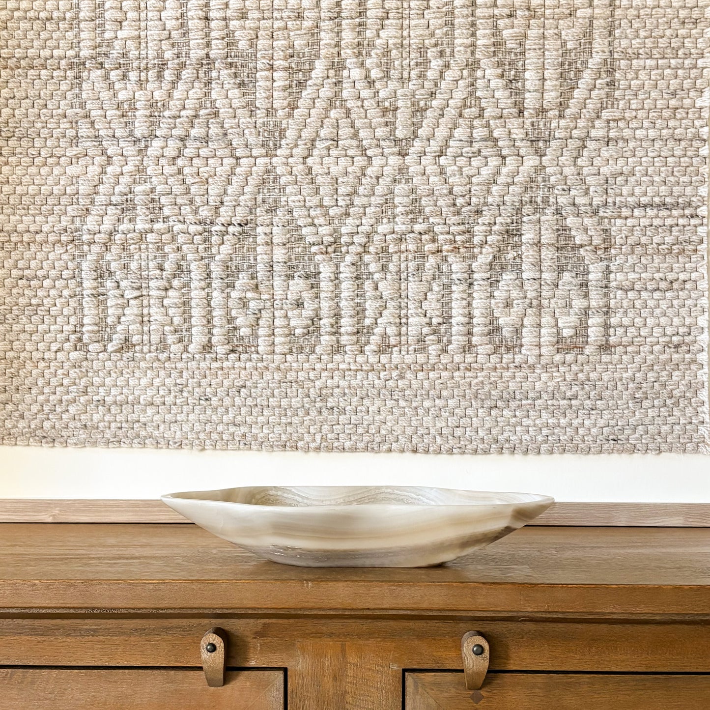 Decorative grey onyx bowl handcrafted from natural stone with unique veining