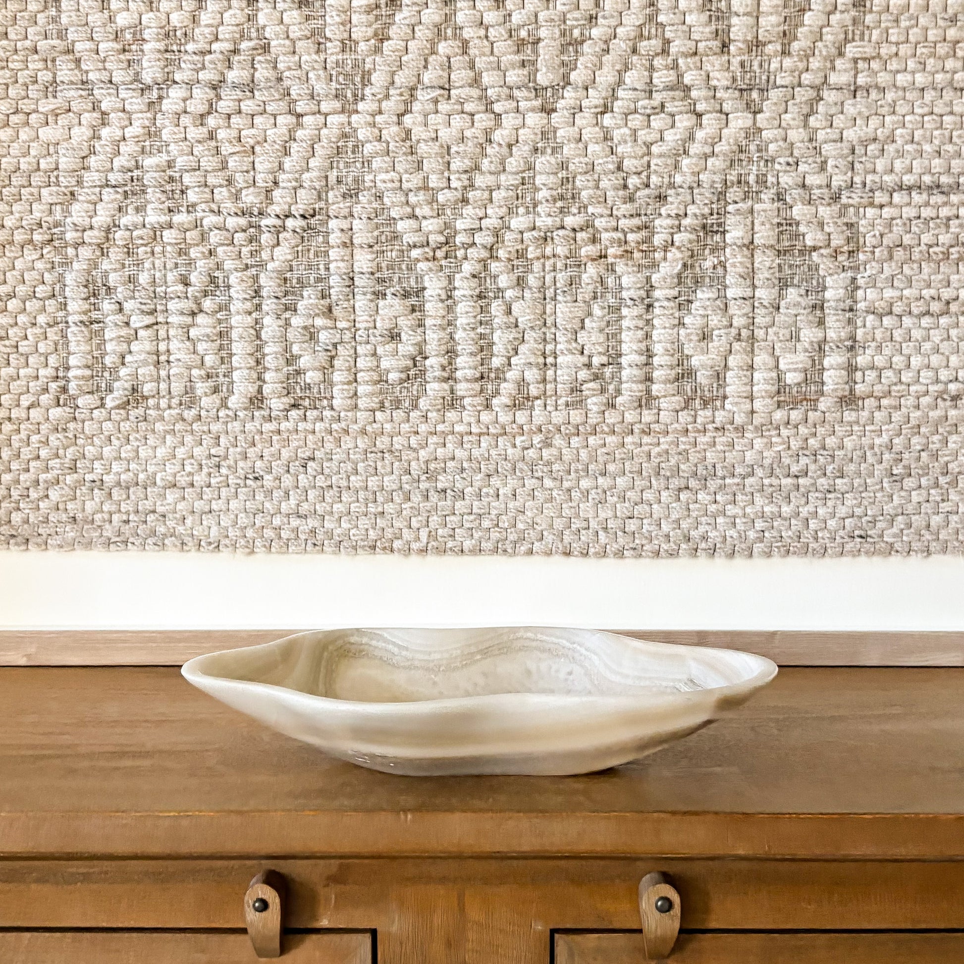 Oversized grey onyx stone bowl hand carved for modern interior styling