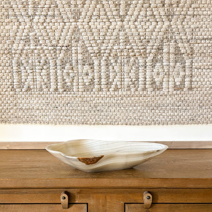 Artisan carved onyx bowl in grey tones for home decor