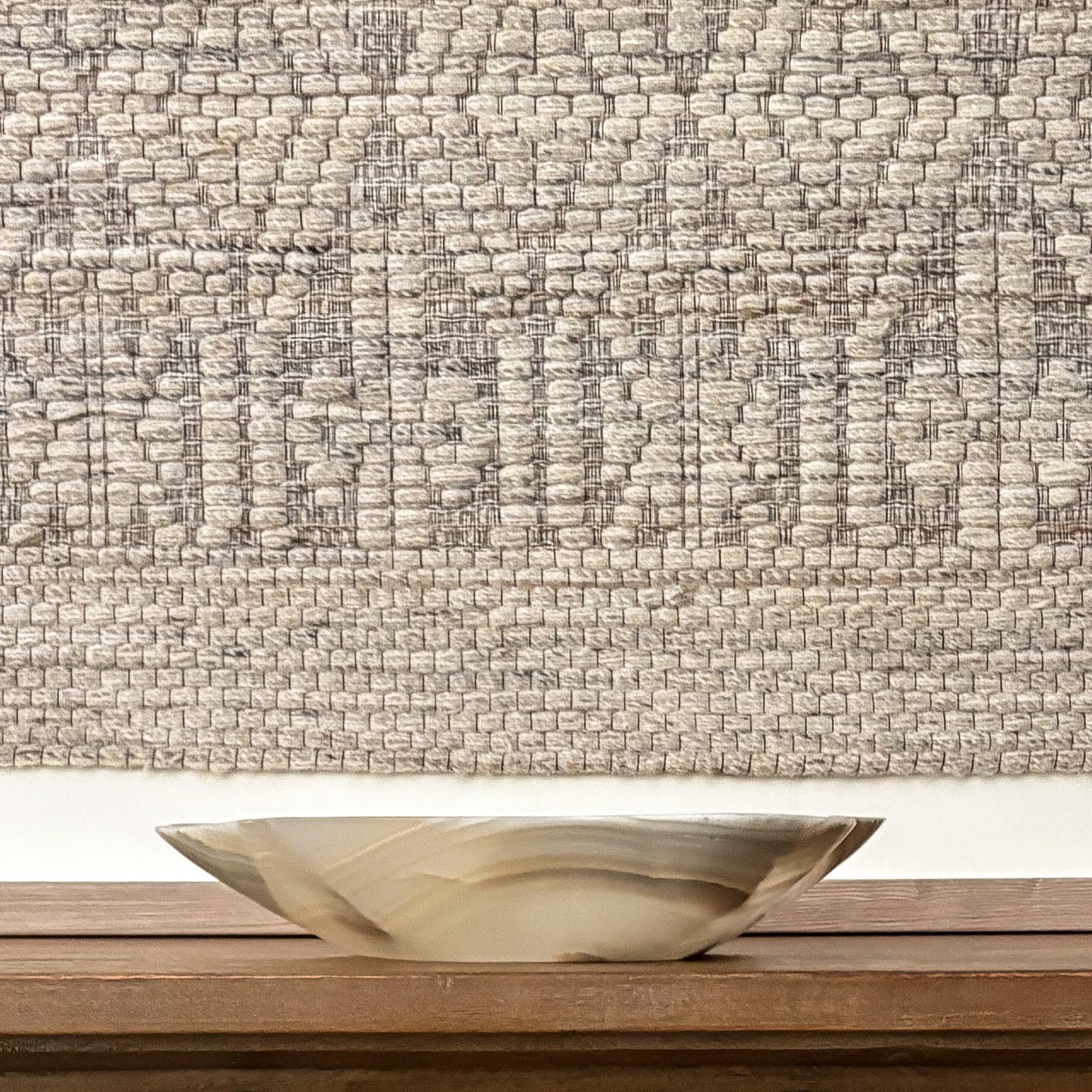 Artisan hand-carved large grey onyx bowl with unique natural veining for modern organic home décor.