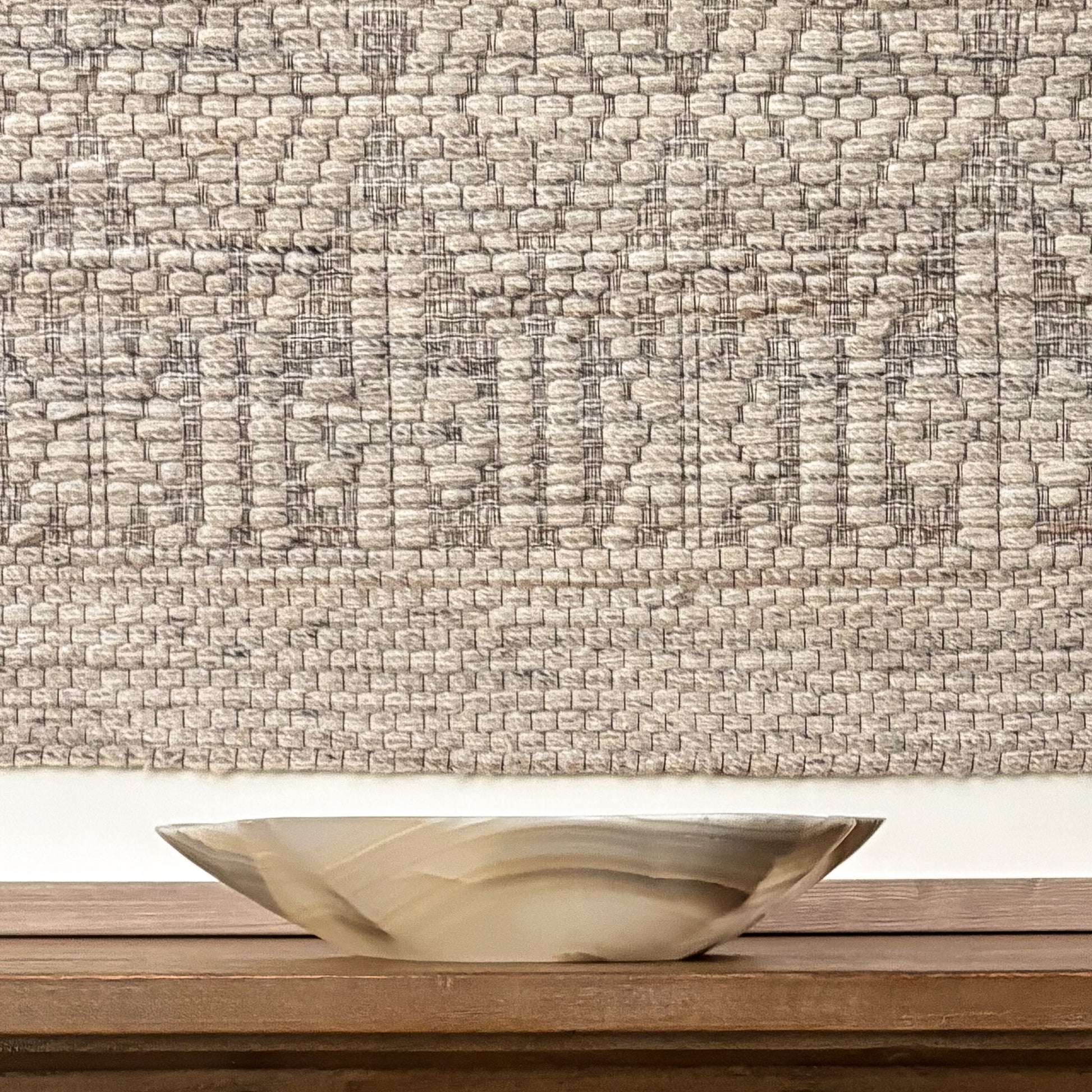 Artisan hand-carved large grey onyx bowl with unique natural veining for modern organic home décor.