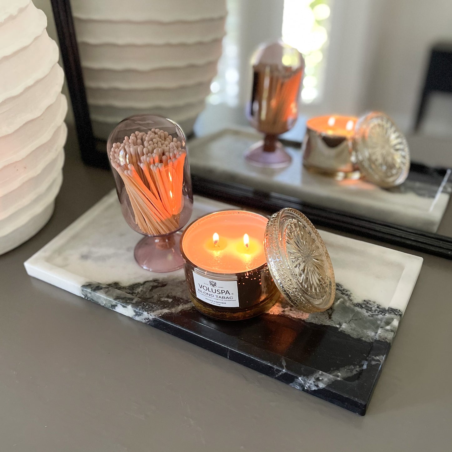 natural home decor, marble accent tray