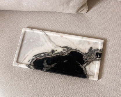Luxury Panda marble decorative tray with bold black and white natural veining