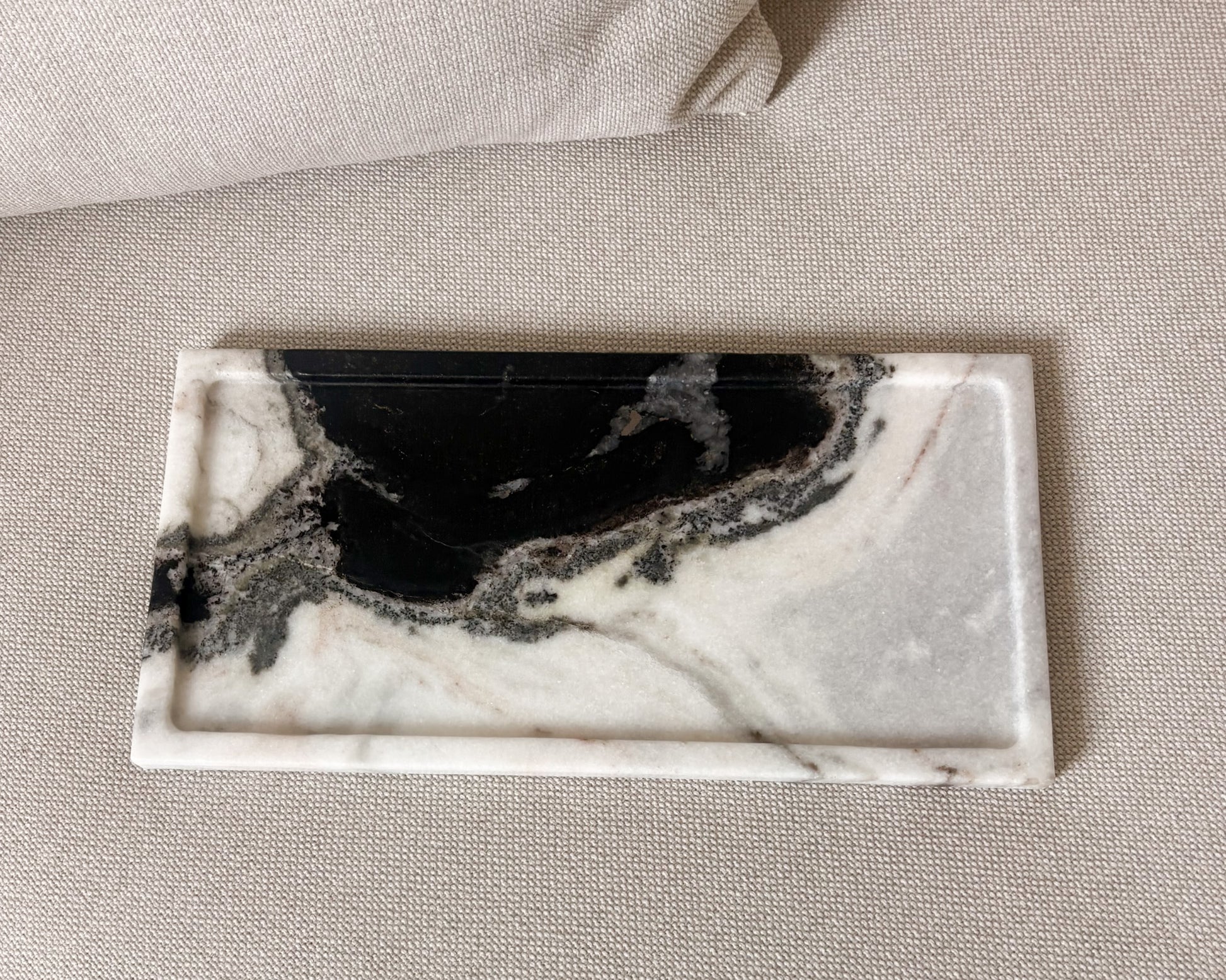 Panda marble coffee table tray handcrafted from natural stone in Portugal