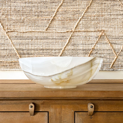 artisan carved white onyx decorative bowl luxury home accessory