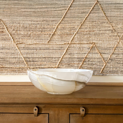 large natural onyx bowl high-end interior styling neutral decor