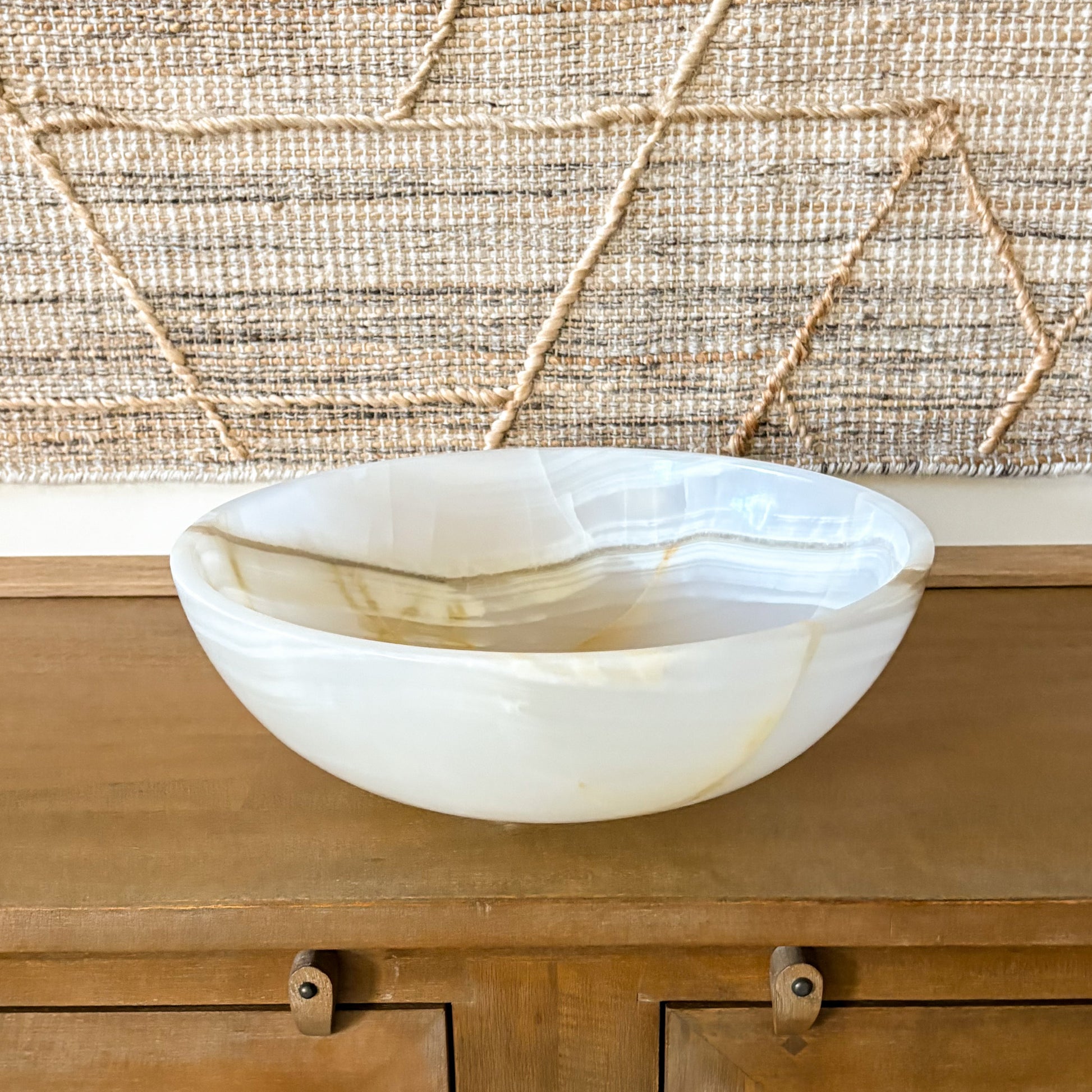 natural white onyx stone pattern unique veining handcrafted bowl
