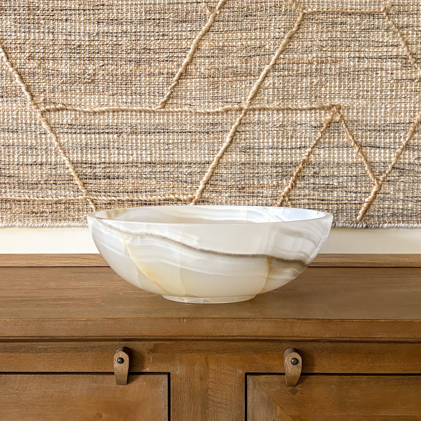 premium white onyx stone bowl handcrafted natural veining detail